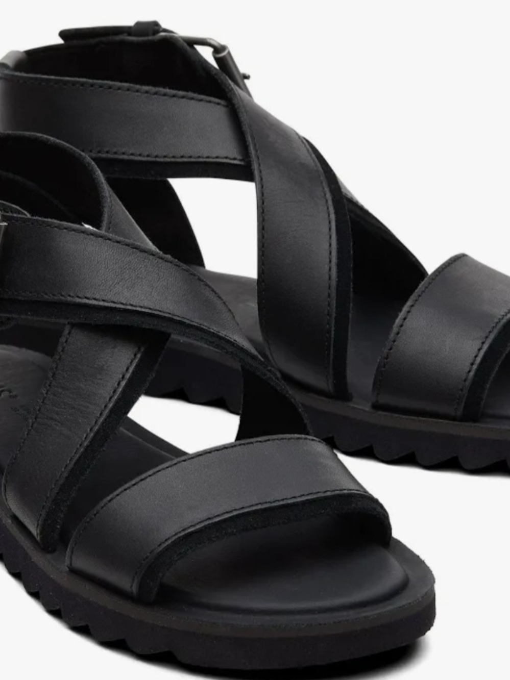 TOMS  Women's Black Sidney Tread  Leather Sandals. Size 9